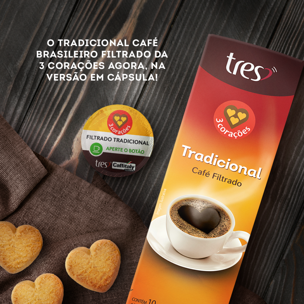 Capsula de Cafe Filtrado 3 Coracoes Tradicional.
