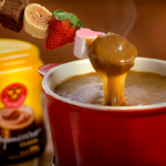 Receita de Fondue de cappuccino 3 Coracoes na penela vermelha